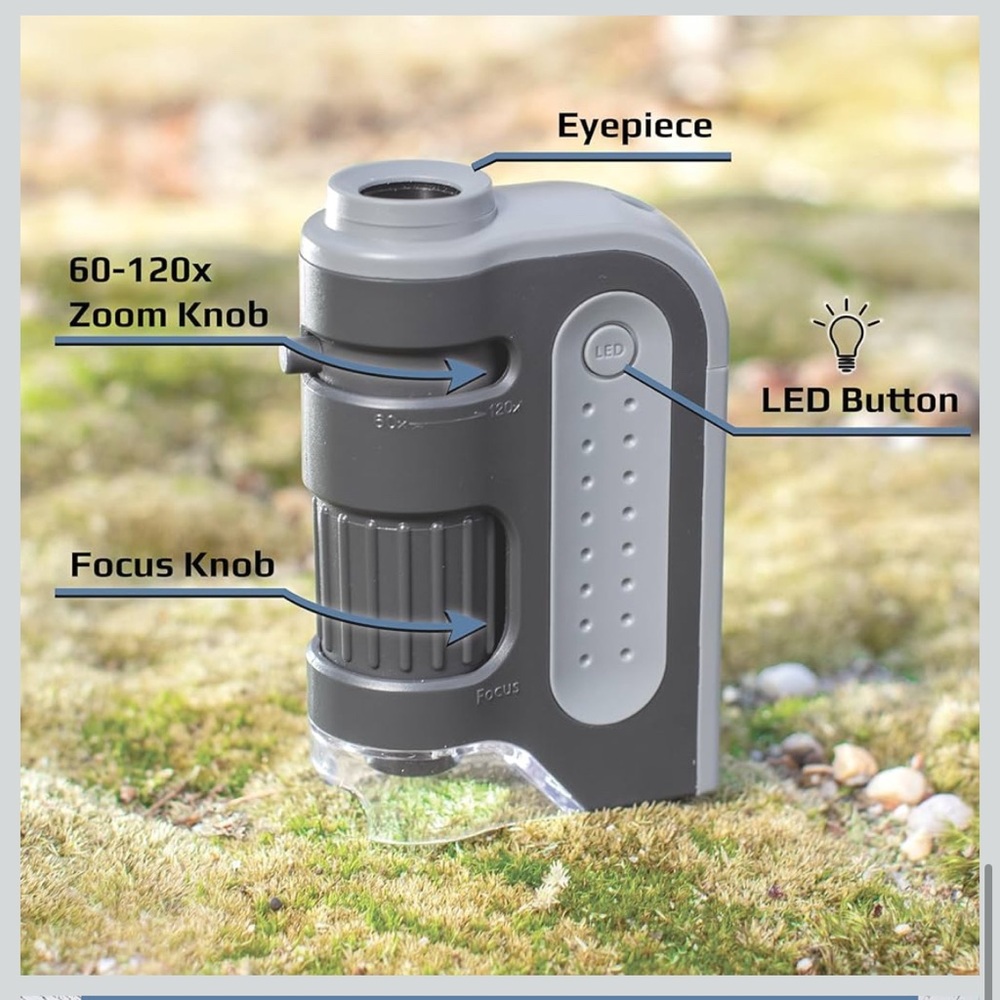 Carson MicroBrite Plus 60x-120x LED Lighted Pocket Microscope, Portable Handheld - Picture 3 of 6